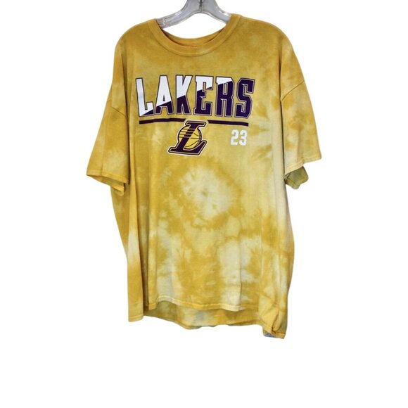 Men's NBA Los Angeles Lakers LeBron James Bleach Dye T-shirt Size XXL - Picture 1 of 5